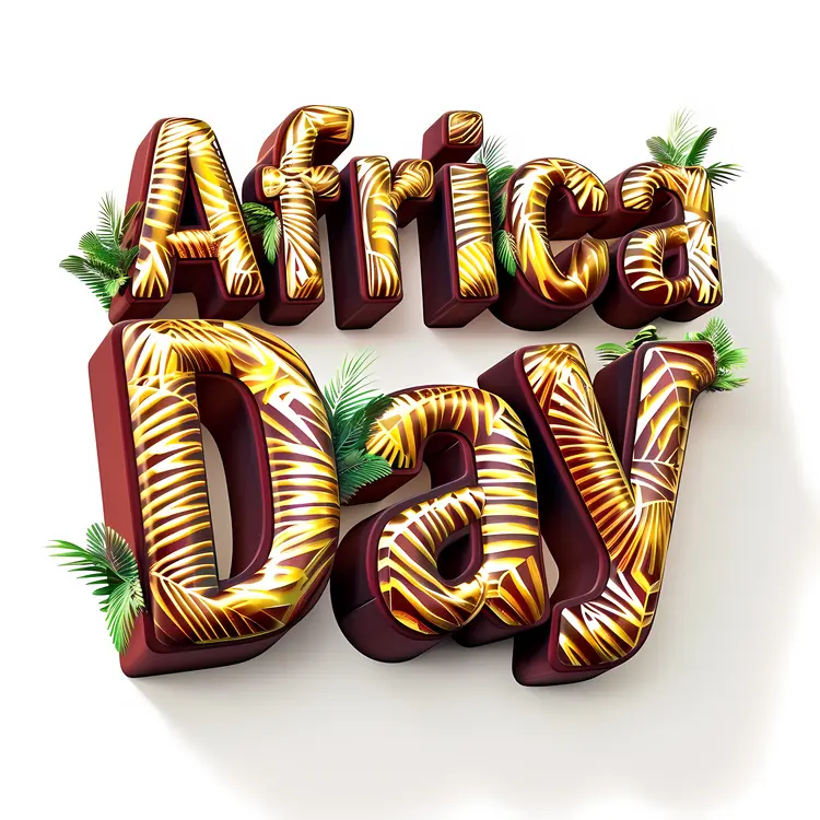 Africa Day Celebration Text with Palm Leaves