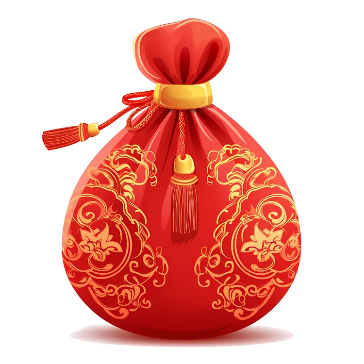 Red Bag with Golden Patterns