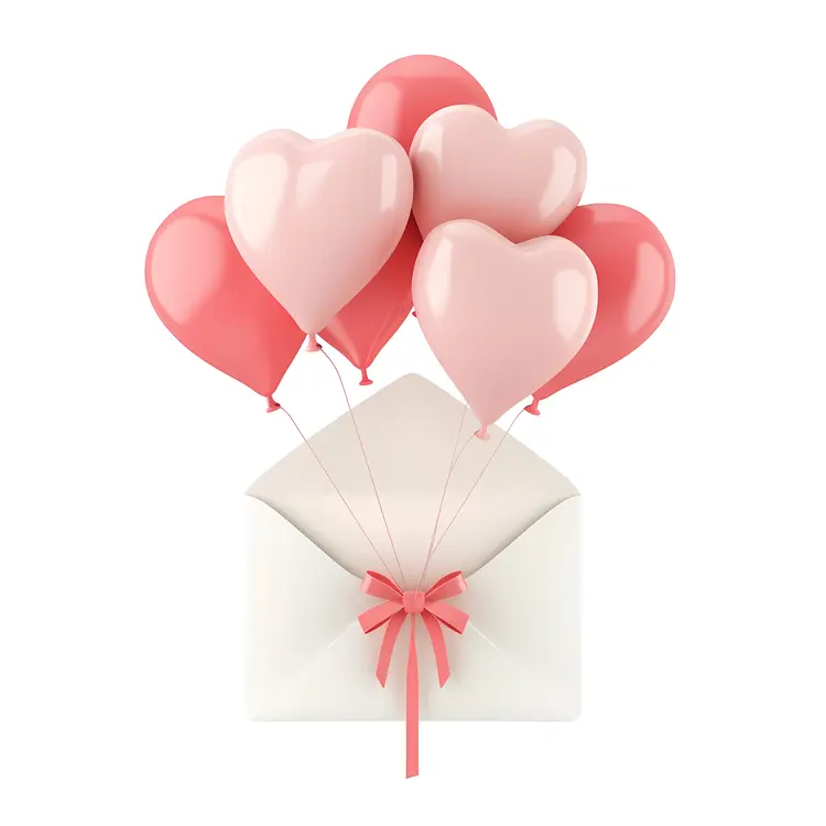 Heart Balloons with Love Envelope
