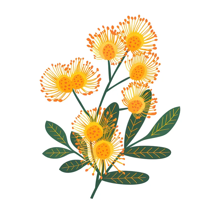 Yellow and Orange Flowers with Green Leaves