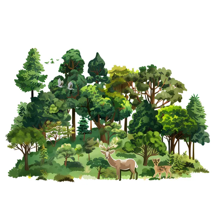 Forest with Deer Illustration