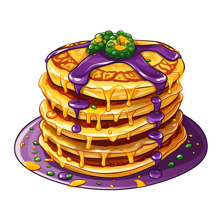 Stack of Pancakes with Syrup and Toppings