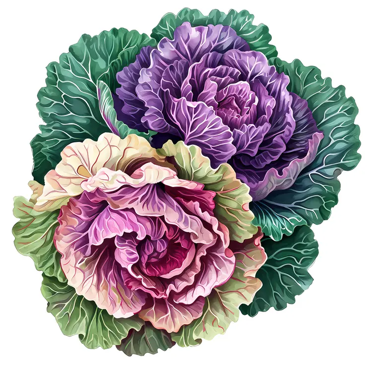 Colorful Cabbages Illustration