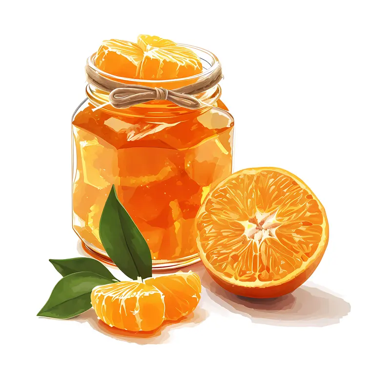 Orange Marmalade in a Jar with Orange Segments