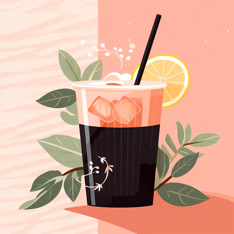 Glass with Black Drink and Ice