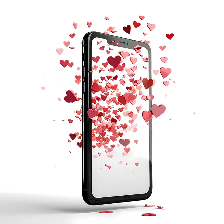 Smartphone with Floating Hearts