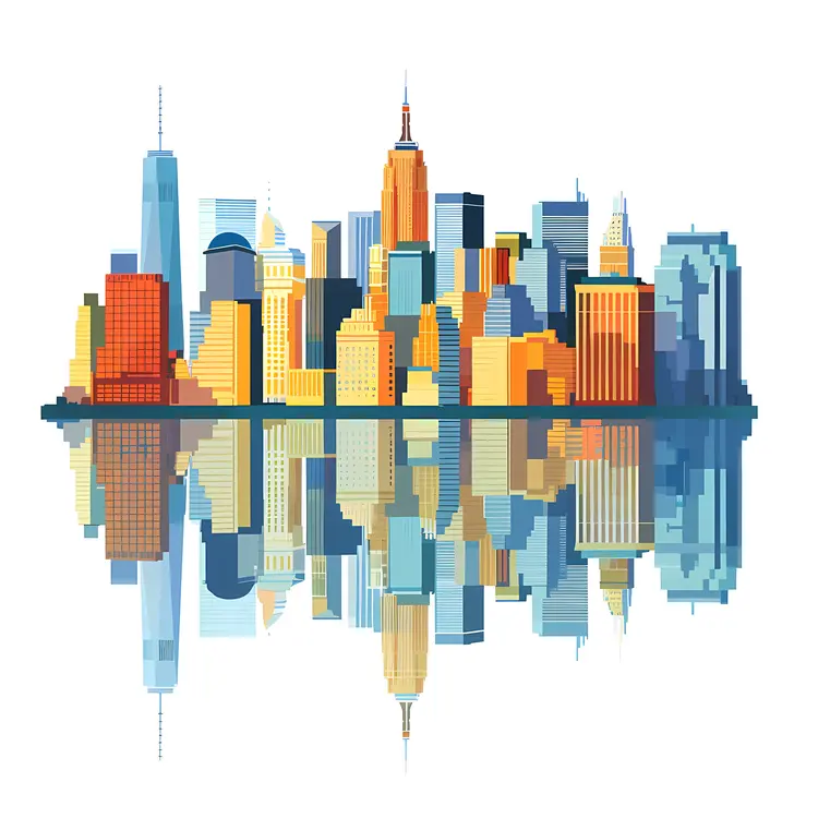 Reflective Cityscape Skyline