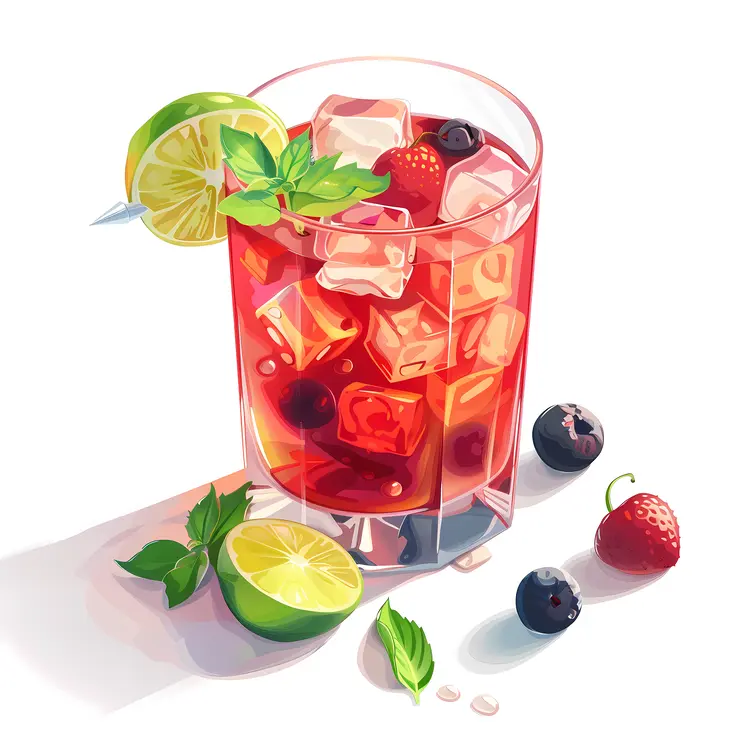 Cocktail with Lime and Berries
