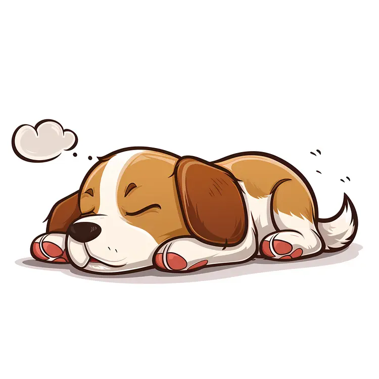 Cute Sleeping Puppy Cartoon