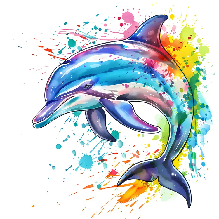 Colorful Dolphin with Splash Background