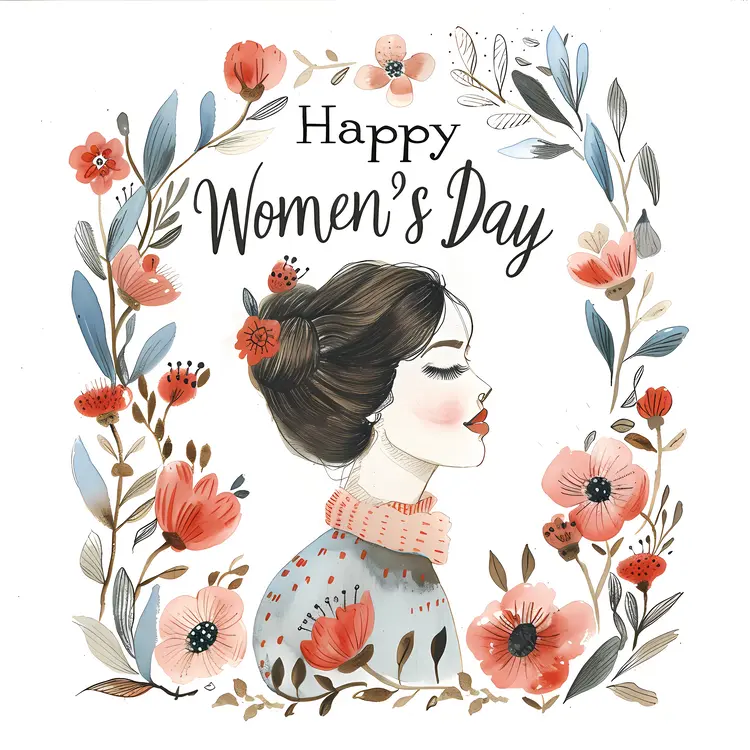 Happy Women's Day Floral Illustration