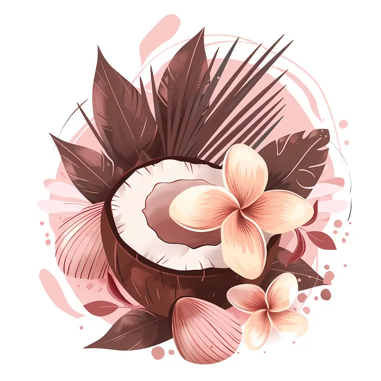 Coconut and Plumeria with Pink Leaves
