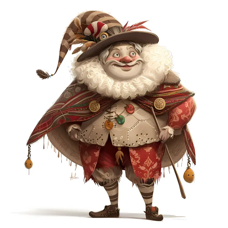 Jolly Character with Hat and Cape