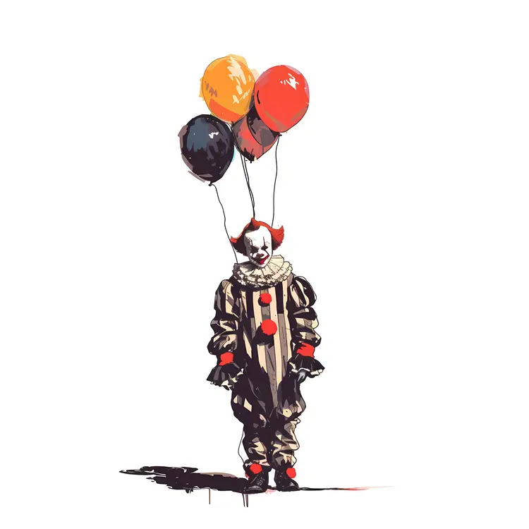 Cute Clown with Balloons Cartoon