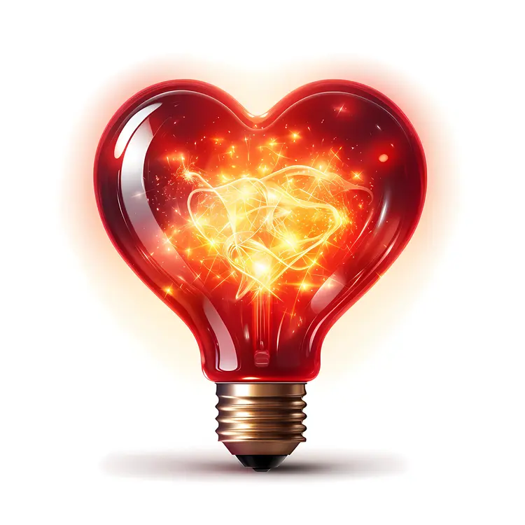 Glowing Heart-shaped Light Bulb