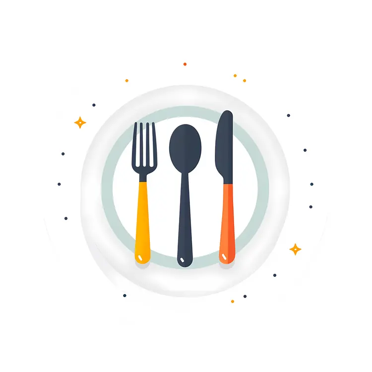 Colorful Cutlery on Plate Illustration