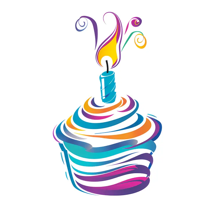 Colorful Cupcake with Candle