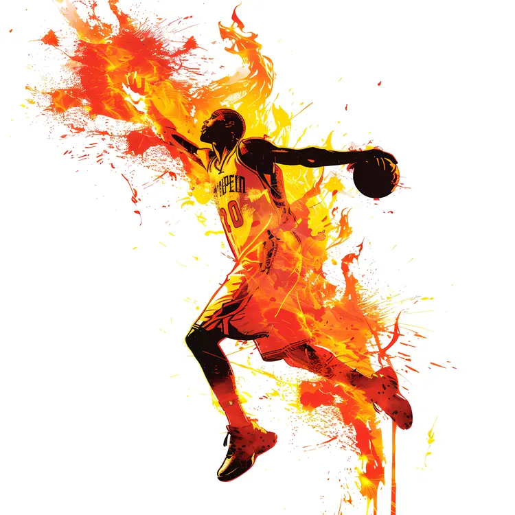 Basketball Player in Fiery Action