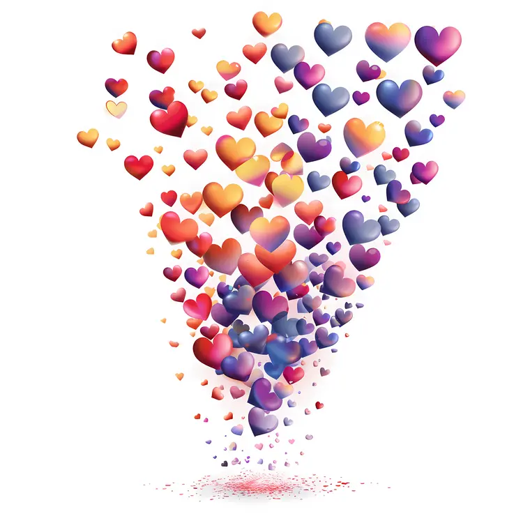 Colorful Hearts in a Funnel Shape