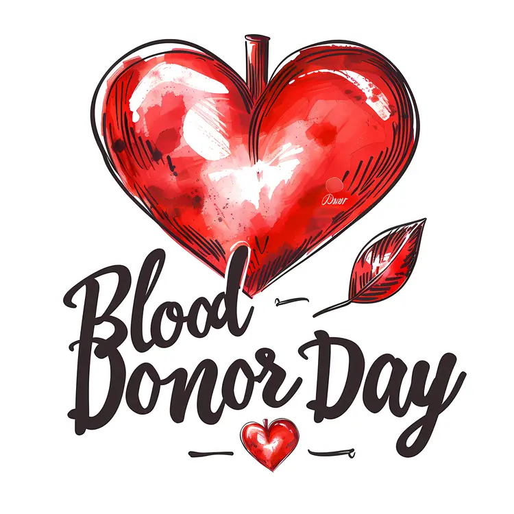 Heart and Leaf Illustration for Blood Donor Day
