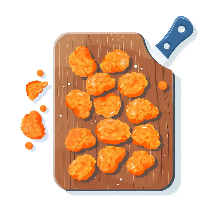 Chicken Nuggets on Wooden Cutting Board