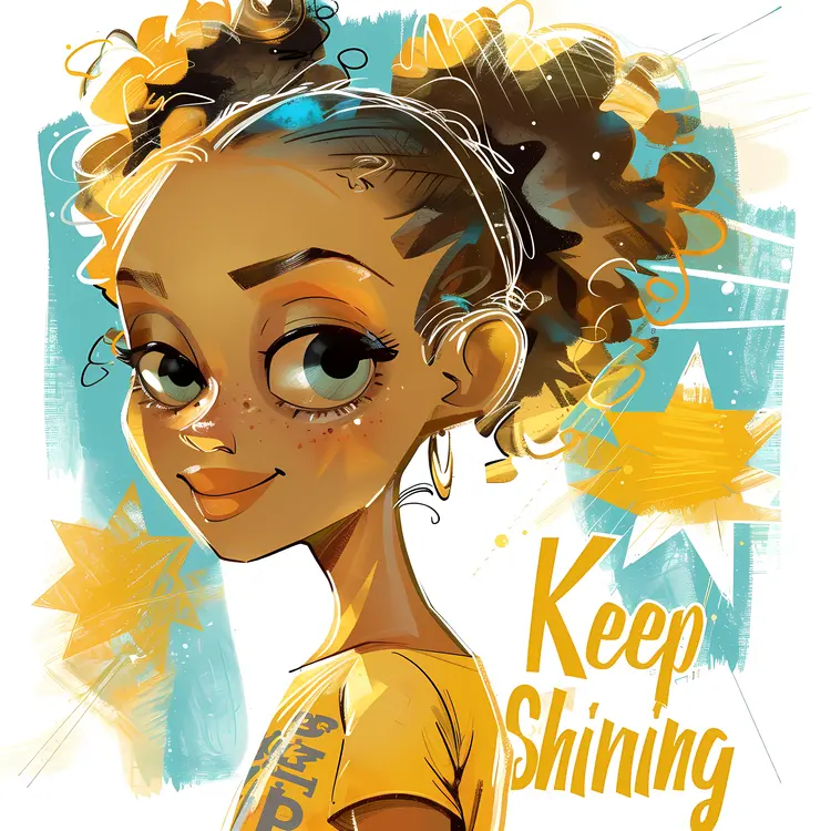 Keep Shining Cartoon Girl