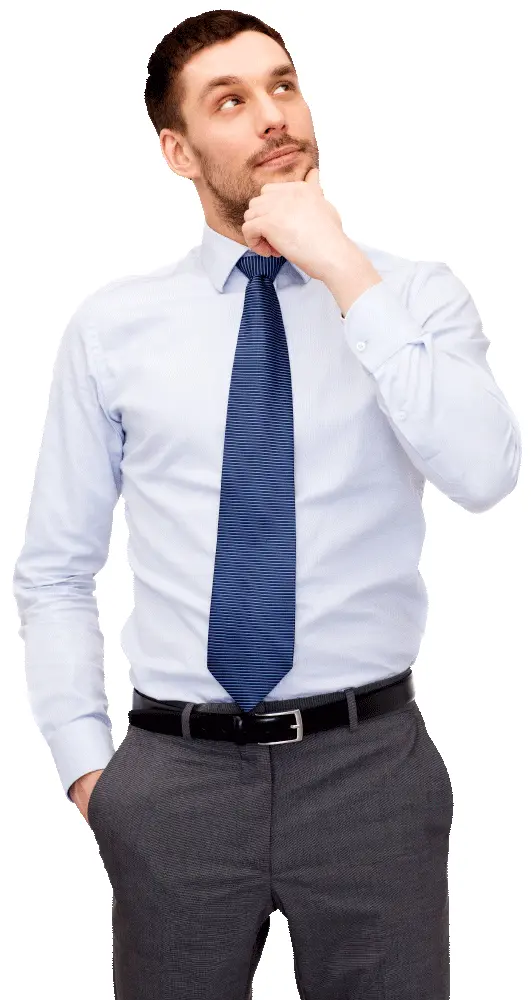 Man in Shirt and Tie Thinking with Hand on Chin