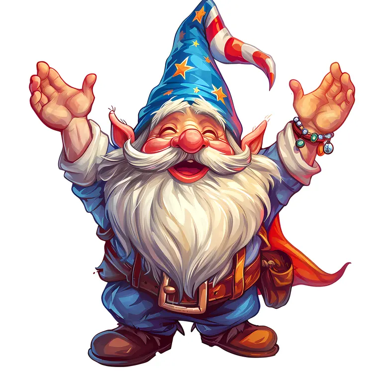 Happy Gnome with Stars Hat