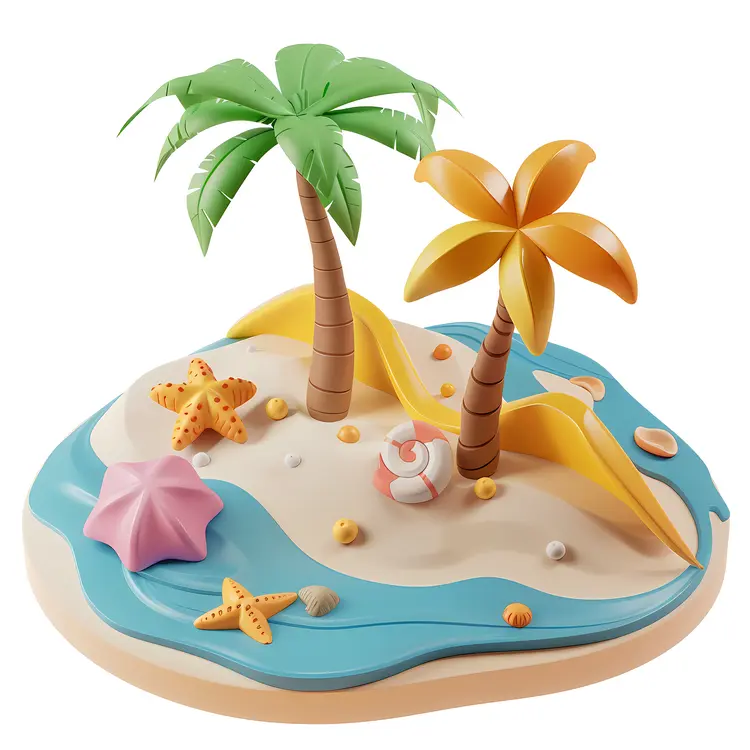 Cute Tropical Beach Illustration
