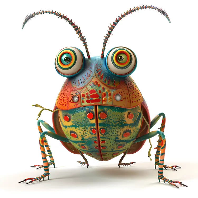 Big-Eyed Colorful Bug Illustration