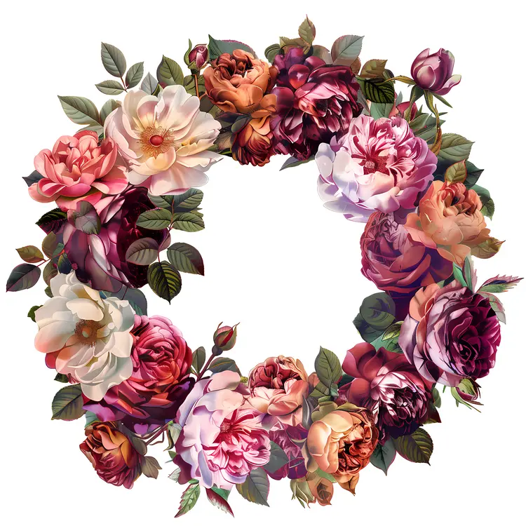 Pink and White Flower Wreath with Mixed Blooms