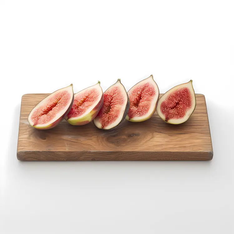 Sliced Figs on Wooden Board