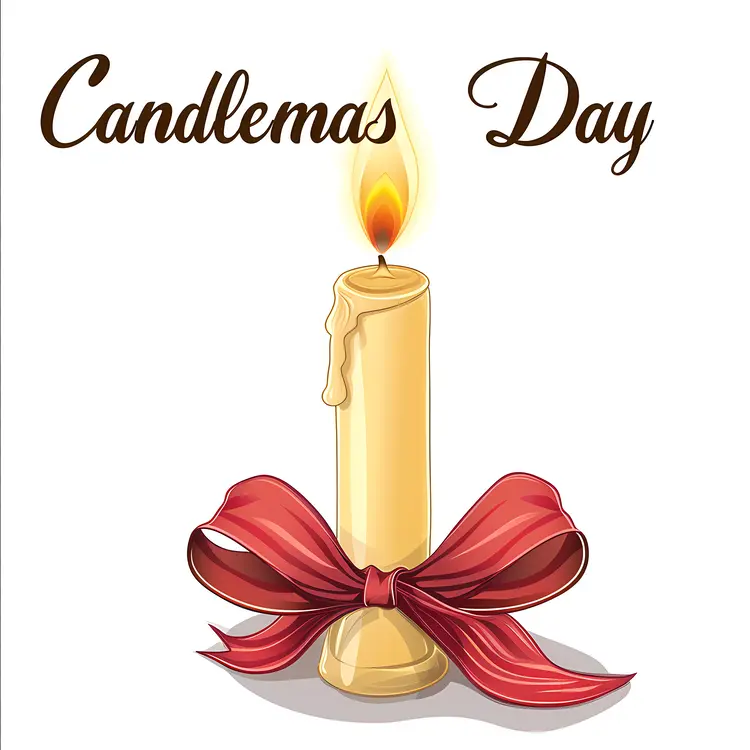 Tall Candle with Red Ribbon for Candlemas Day