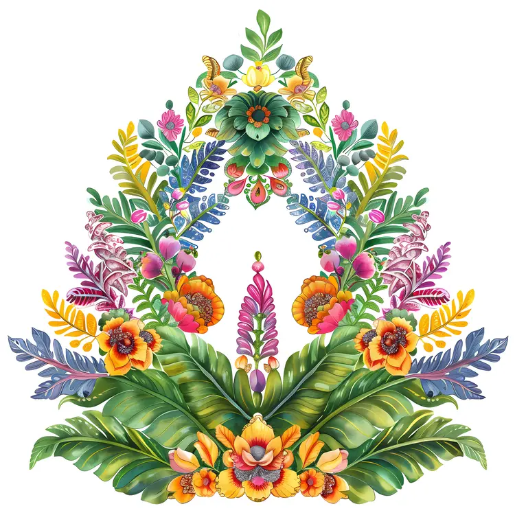 Symmetrical Floral Design Illustration