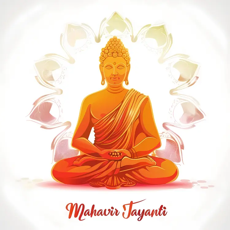 Orange Meditating Figure for Mahavir Jayanti