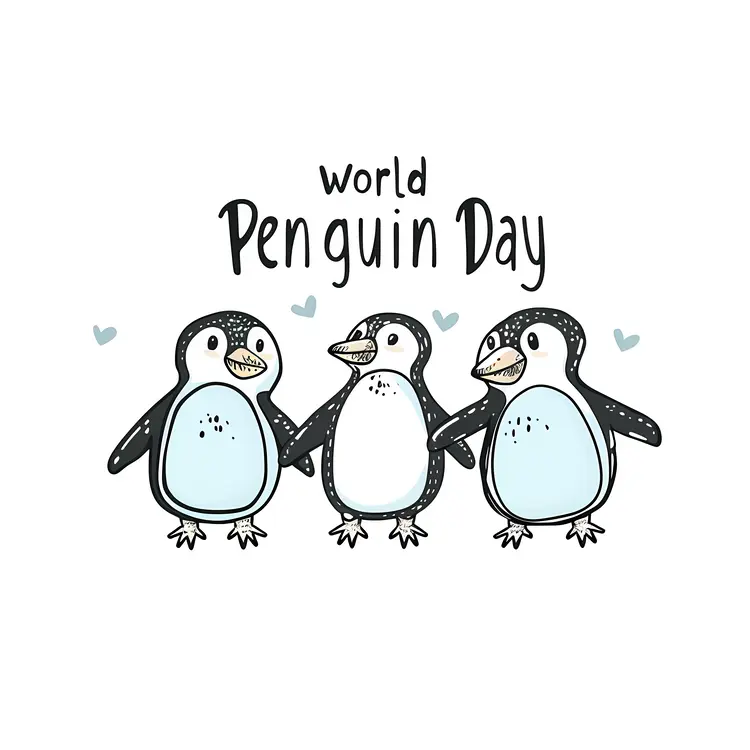 Three penguins celebrating World Penguin Day