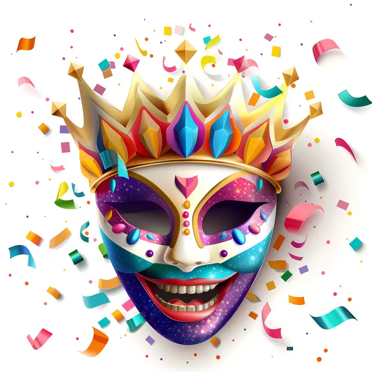 Colorful Carnival Mask with Confetti