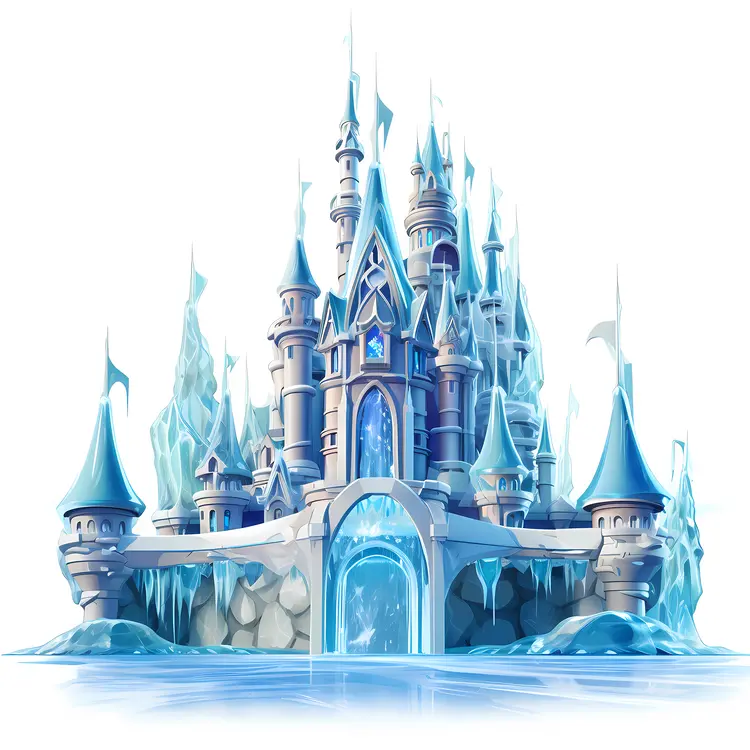 Majestic Ice Castle with Frozen Towers
