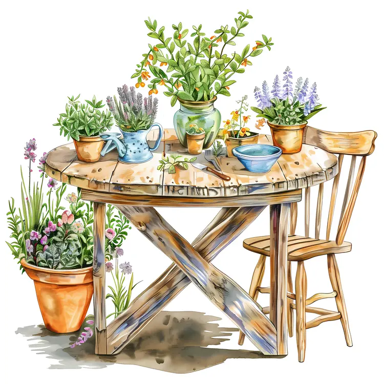 Flower Vases on Round Wooden Table