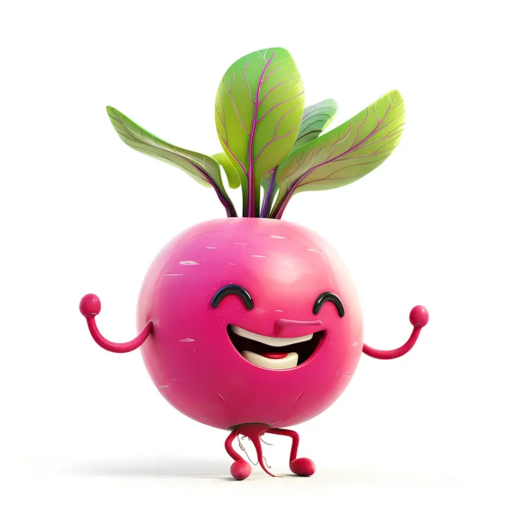 Happy Pink Radish Cartoon