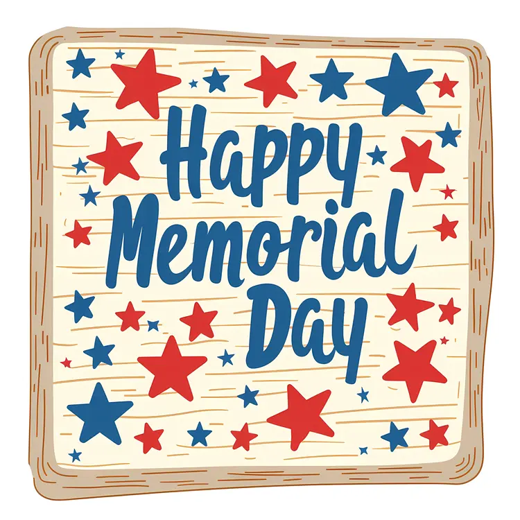 Happy Memorial Day with Red and Blue Stars