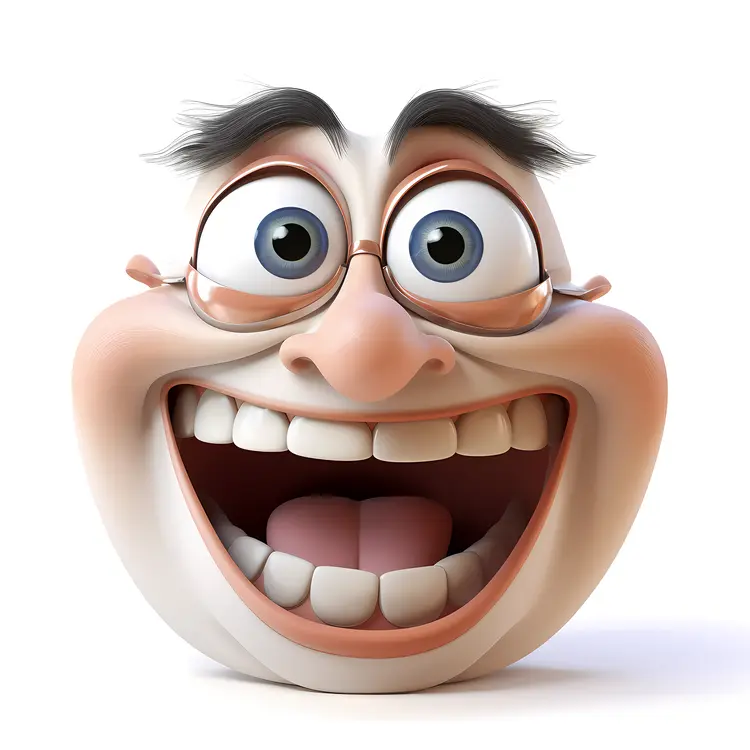 Smiling Cartoon Face with Glasses