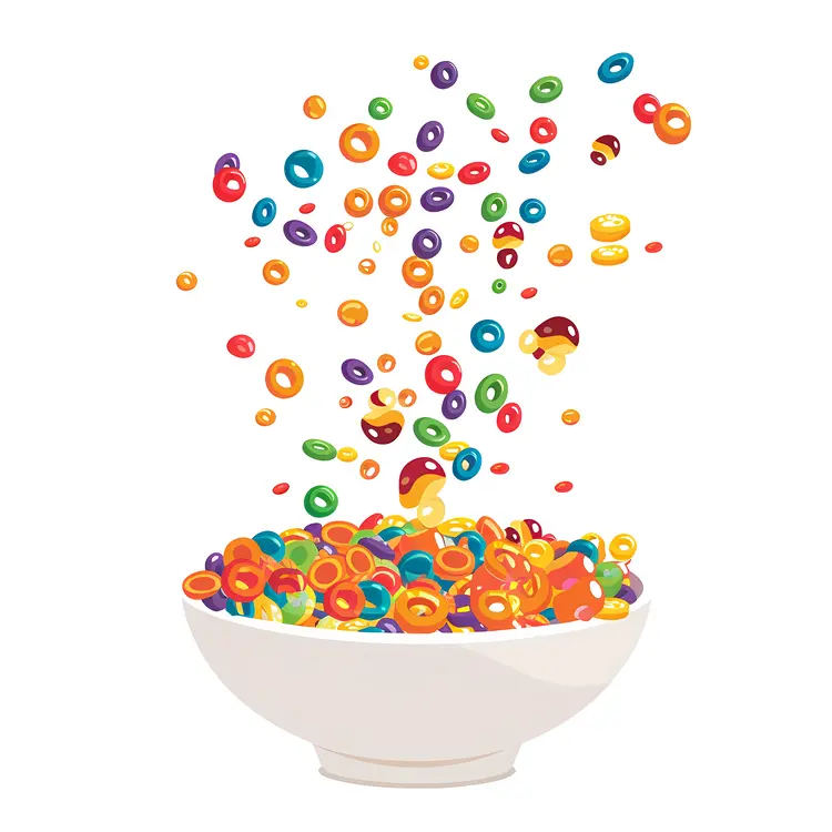 Colorful Cereal in White Bowl
