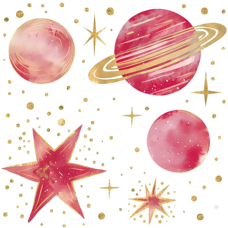 Colorful Planets and Stars Illustration