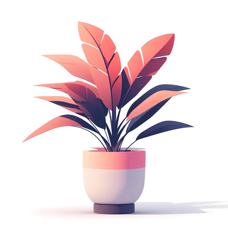 Pink and Blue Potted Plant Illustration