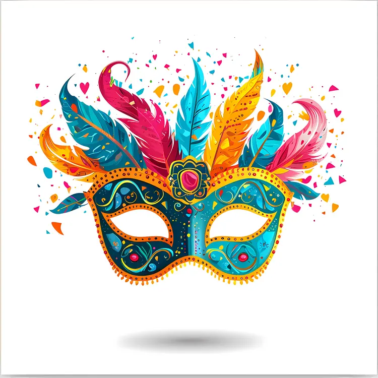 Colorful Carnival Mask with Feathers
