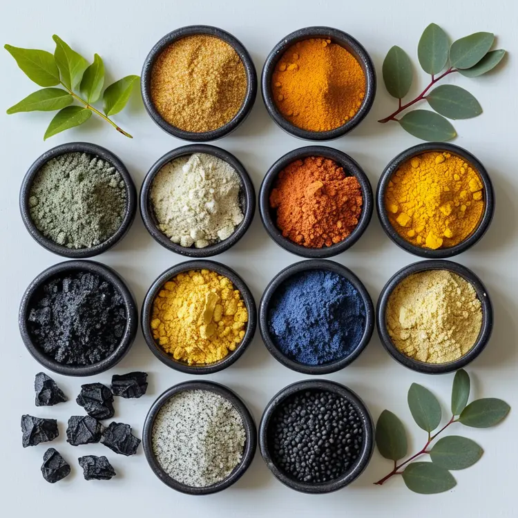 Assorted Colorful Powders in Bowls