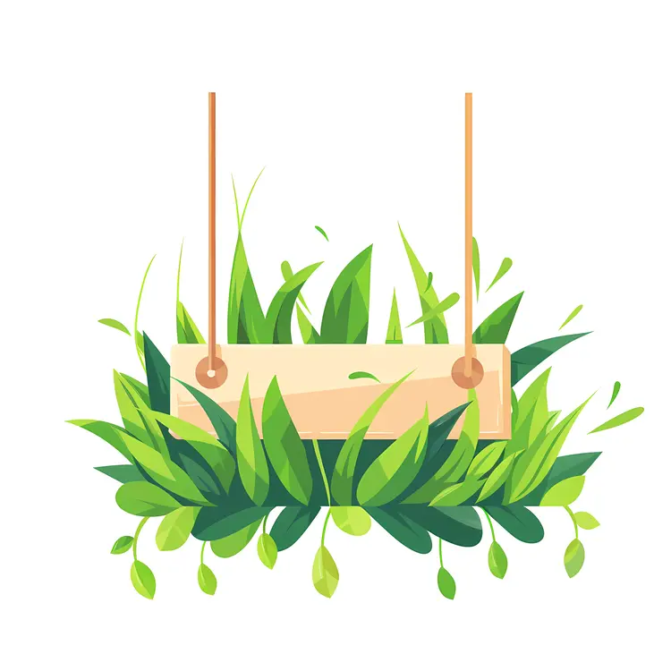 Wooden Sign Hanging Among Green Leaves