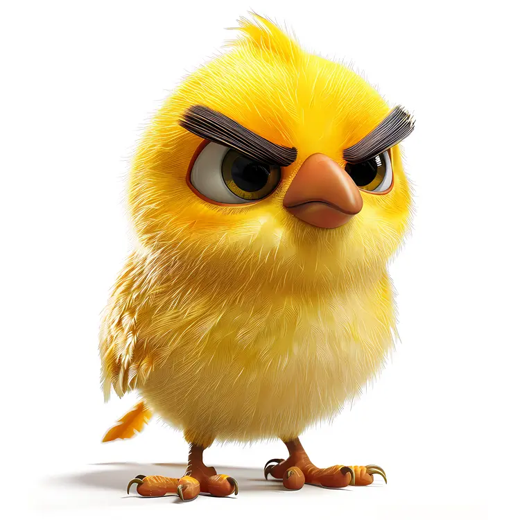 Angry Yellow Bird with Frowning Eyebrows