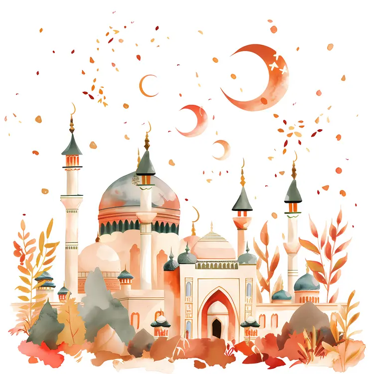 Beautiful Mosque with Crescent Moons
